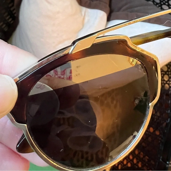 DIOR SO REAL Women’s Split Lens Mirrored Sunglasses 48mm Aviator luxury tortoise - Picture 4 of 16